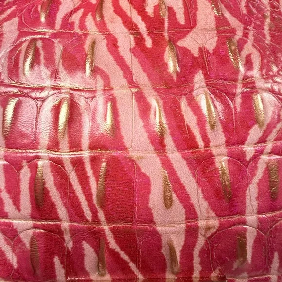 Brahmin Vibrant Coral-Pink with Gold accent Shoulder Bag - Picture 3 of 5